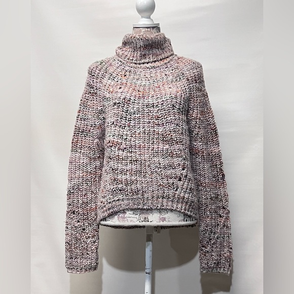 LINE the LABEL Cream and cranberry heather Italian knit sweater size XS. - Picture 3 of 13